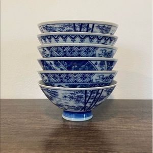 Blue & White Japanese Rice Cups